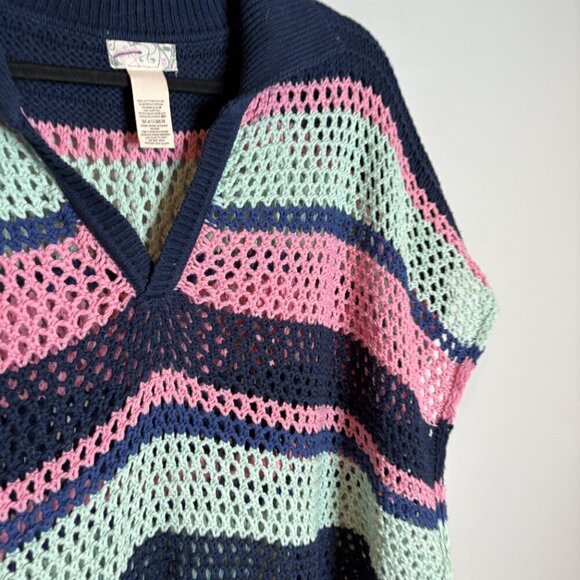 Free People Bayside Stripe Crochet Poncho - Picture 3 of 5